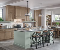 On-Trend Kitchen with Blue-Green Island Cabinets