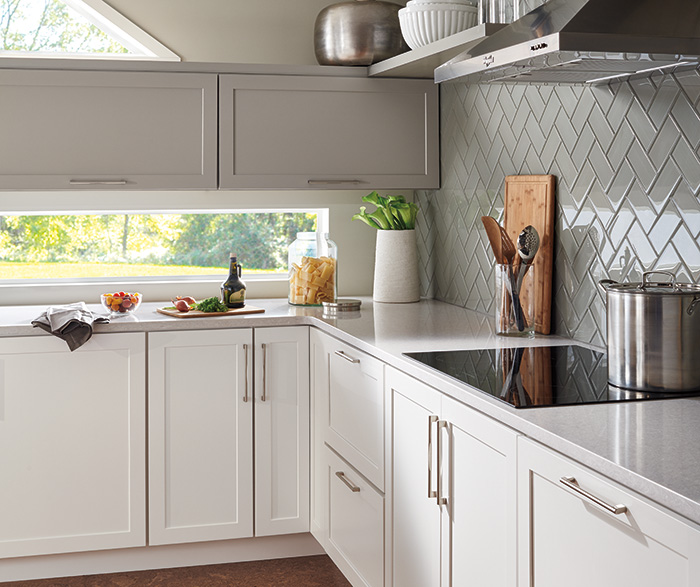 Transitional Kitchen Painted White and Cloud K2