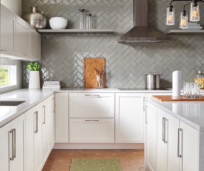 Transitional Kitchen Painted White and Cloud K3