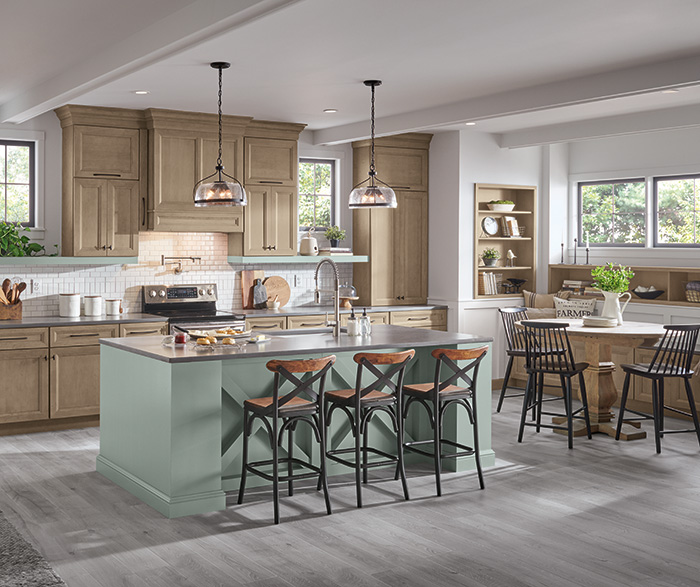 On Trend Kitchen with Blue Green Island Cabinets 3