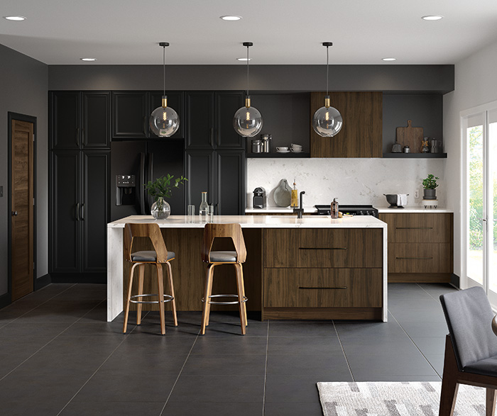 Modern Kitchen with Warm Brown and Black Cabinets