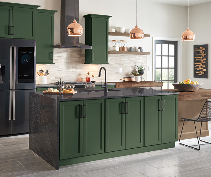 Contemporary Kitchen Painted FoxHall Green and Cherry Seal