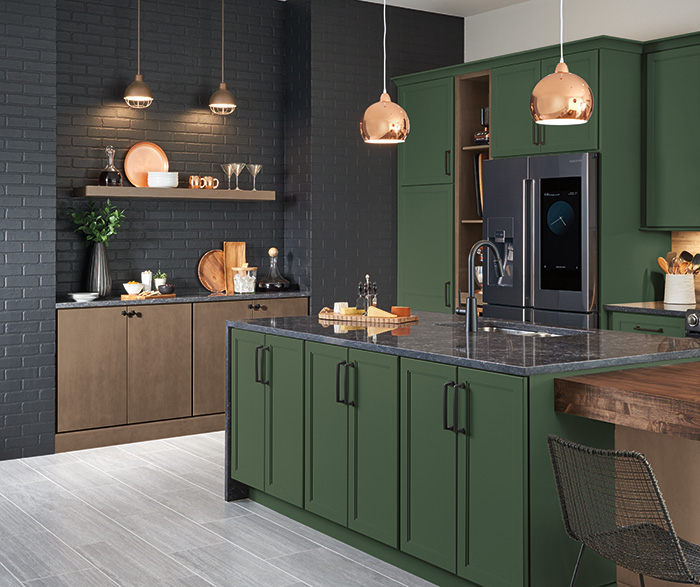 Contemporary Kitchen Painted FoxHall Green and Cherry Seal