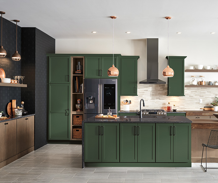 Contemporary Kitchen Painted FoxHall Green and Cherry Seal