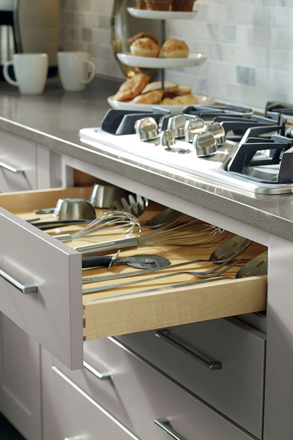 Two Drawer Base Cabinet with Scooped Drawer Modification