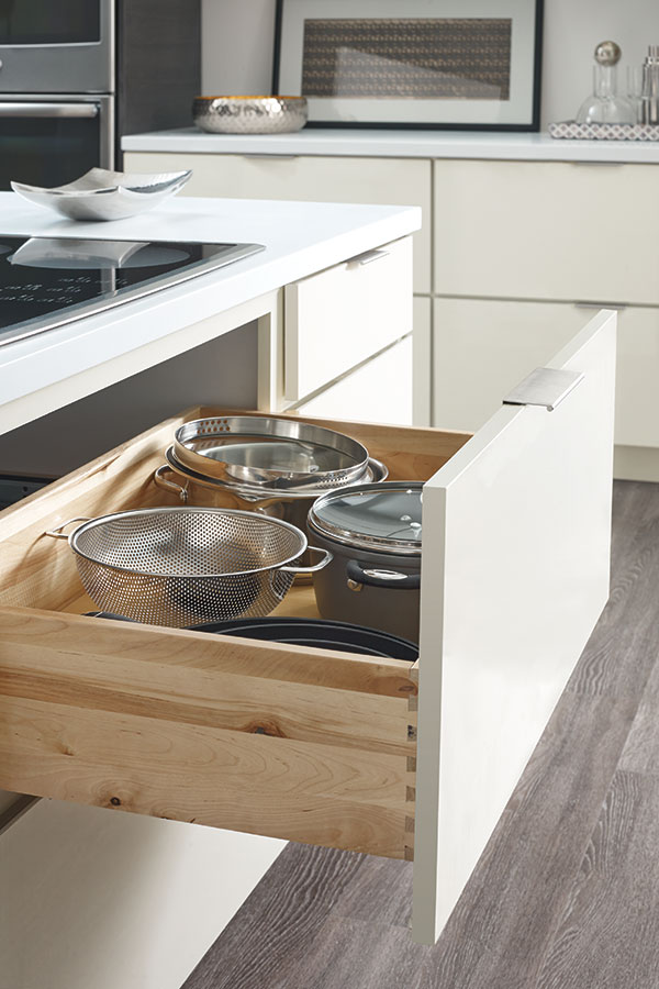 Two Drawer Base Cabinet with Scooped Drawer Modification