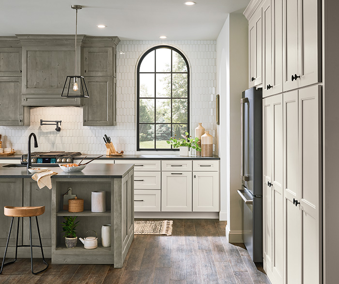 Culver Painted Agreeable Gray and Foxhall Green with Rustic Alder Thicket Kitchen Cabinets 3